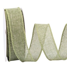 Fondersy 10-Yard Spring Moss Burlap Ribbon Wired Burlap Ribbon - 1 Inch Width for Gift Wrapping, Floral Arrangements, Wreath Making, and Christmas Decor