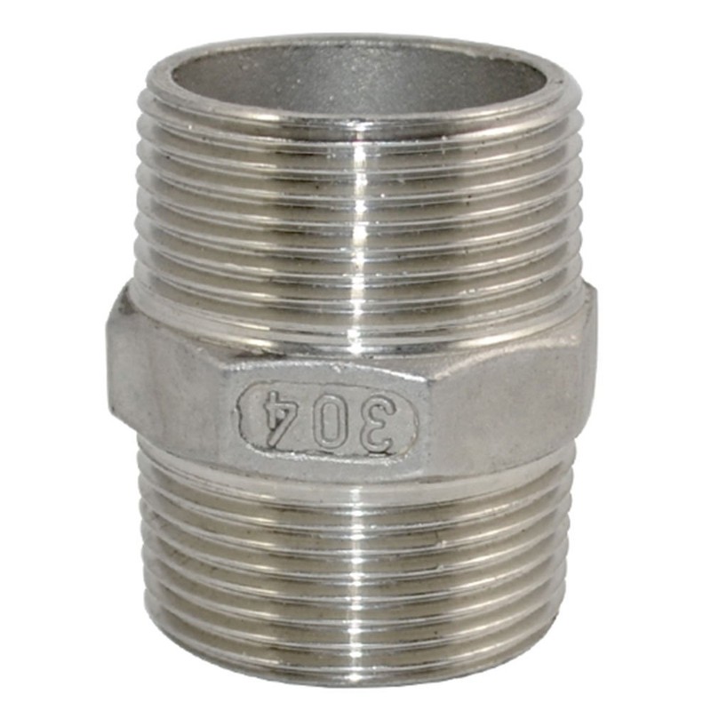 Megairon 1-1/4" x 1-1/4" NPT Male Threaded Hex Nipple,Stainless Steel
