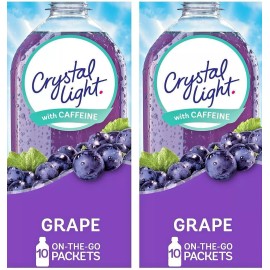 Crystal Light On-The-Go with Caffeine Drink Mix - Grape 10 ct (2 Packs)