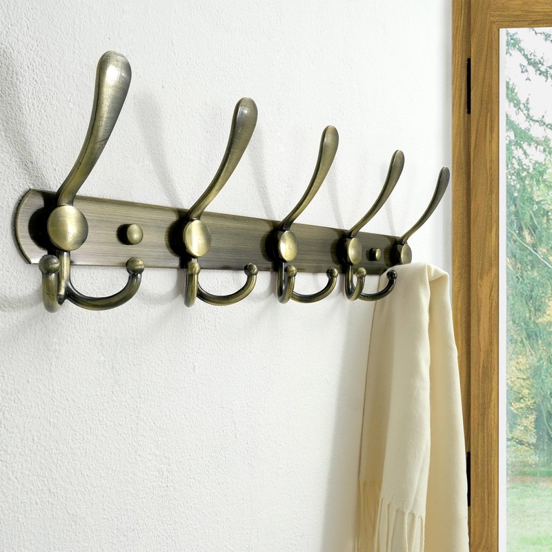 Dseap Wall Mounted Coat Rack - 5 Tri Hooks, Heavy