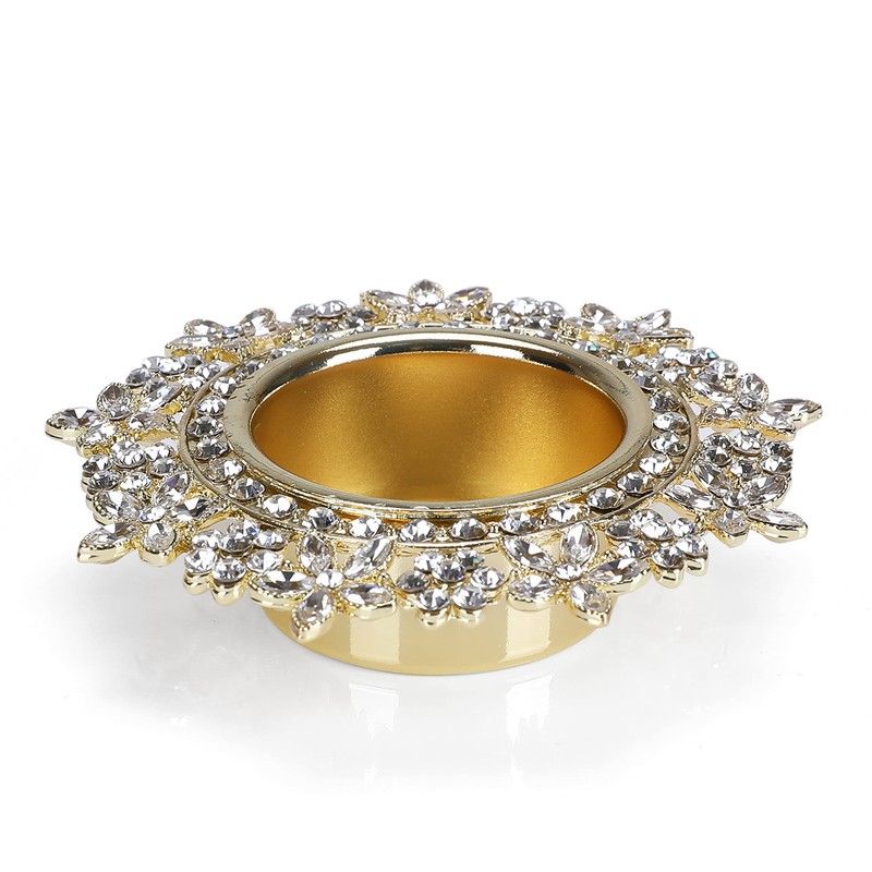 Single Crystal Tealight Candle Holders - Gold, Rose Gold, 8.5cm