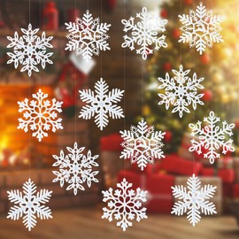 Pack of 20 Snowflakes Christmas Tree Decoration, Snowflake Pendants, White Snowflakes Christmas Tree Decoration, Hanging Ornaments for Christmas Decoration