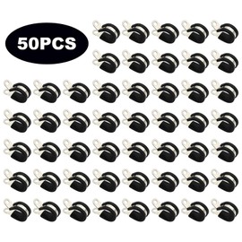 ZUDKSUY 50Pcs 304 Stainless Steel Cable Clamps, 3/8 inch Hose Clamp, Rubber Cushioned Insulated Clamp for Cable Clamp, 3/8" Stainless Steel Hose Clamp, Pipe Clamp
