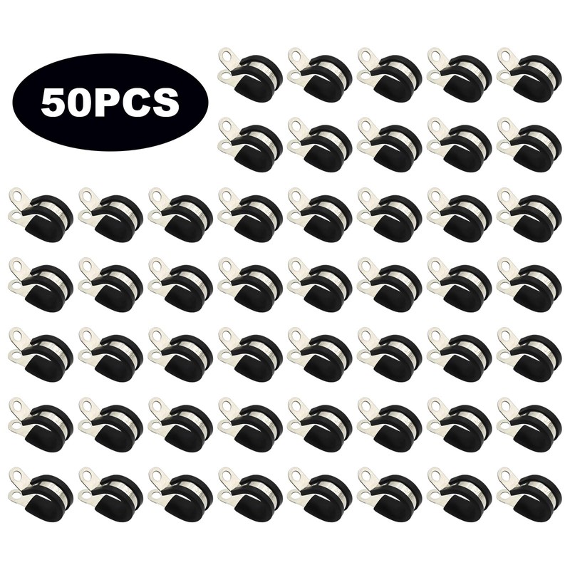ZUDKSUY 50Pcs 304 Stainless Steel Cable Clamps, 3/8 inch Hose