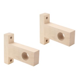 Tsnamay 2Pcs Unfinished Wooden Wood End Bracket Curtain Rod Socket Drapery Bracket Closet End Support Bracket Wardrobe Rod Holder Fit for Rod 30mm/1.18"