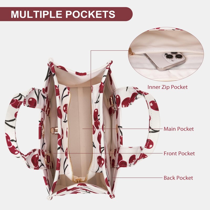 HiTotes Small Tote Bag Crossbody Bags for Women Cherry Tote