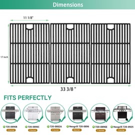 COGRICHBF 17 inch 720 0896b Grill Grates for Nexgrill 6 Burner 720-0896B 720-0898 720-0896X 720-0896E Gas Grill, Cast Iron Cooking Grids for Nexgrill 6-Burner Deluxe 720-0896B Grill Replacement Part