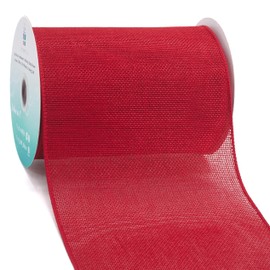 CT CRAFT LLC Burlap Fabric Wired Ribbon 6" x 10 Yards Red Color for Christmas Home Wedding Decor Gift Wrapping Tree Topper Bow Wreath Bouquet DIY Crafts