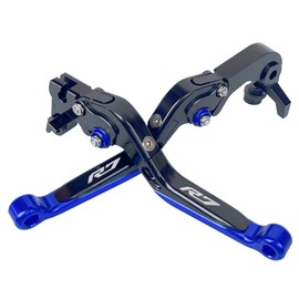 Blue Motorcycle Accessories Engrave Logo Brake & Clutch Levers Set Adjustable Foldable Extendable CNC Compatible with Yamaha R7 2021 2022 2023