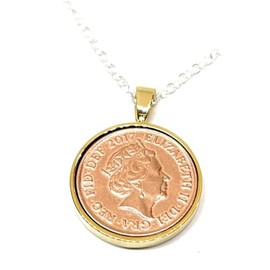 Solid 2017 Bronze Wedding Anniversary Gold Plated Pendant ideal for a 8th Bronze wedding anniversary