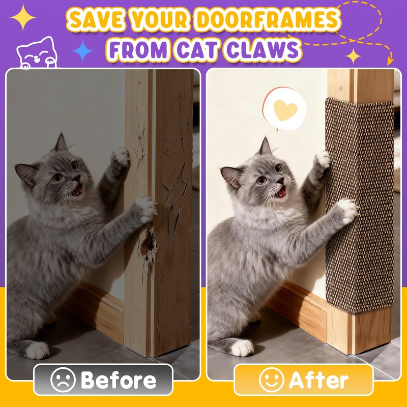 Wall Cat Scratcher for Indoor Cats,19.6x7.8”Corner Cat Scratcher,Cat Scratch Pad