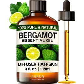 KUKKA essential oils Bergamot Essential Oil for Diffuser & Eucalyptus Essential Oil for Diffuser Set - 100% Natural Aromatherapy Grade Essential Oils Set - 2x4 fl oz - Kukka