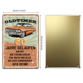 Tin Sign 50th Birthday Sign, Oldtimer 50 Years Gelaufen, Gifts for the 50th Birthday Man, Funny Sign 50th Birthday Decoration as Funny Birthday Card, Vintage Metal Sign 20 x 30 cm