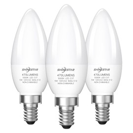 SHINESTAR 3-Pack Ceiling Fan Light Bulbs, 40 Watt Type B Bulb, Daylight 5000K, E12 LED Bulb, Non-dimmable