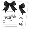 SIXEIGHT Black Bow Birthday Invitations, Black Ribbon Bow Birthday Party