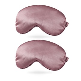PATIKIL Silk Sleep Mask, 2 Pack Soft Satin Eye Protective Mask Blackout Eye Cover with Elastic Straps for Side Sleeping Women Men Travel, Khaki