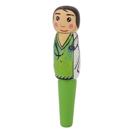 Unique Wooden Puppet Doctor Shaped Ballpoint Pen - Fun Stand Up Ink Pen Decoration, Ideal for Silly Gifts and Novelty Lovers