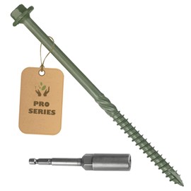 40PCS-#14x 8-Heavy-Duty-Green-Timber-Log-Structural-Wood-Screws–Exterior-Coated-Wood-Screws-Extra-Long-Landscaping-Construction-Laminated-Beams and Pole-Barns-Carpentry -Hex Socket Included