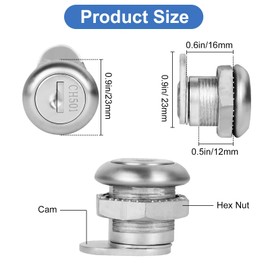 Sissinda Truck Tool Box Lock Replacement, 2 Pack Keyed Alike, 5/8" Cylinder for Truck Toolbox Handle Latch, Compatible with Uws Dee Zee Delta Kobalt Craftsman Atwood BetterBuilt WeatherGuard Toolbox