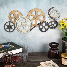 Moxweyeni Metal Movie Reel Wall Art Abstract Antique Movie Theater Decor Contemporary Decorative Wall Art Film Reel for Home Studio Decor(Colorful)