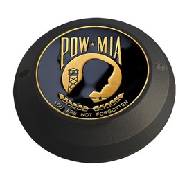 MotorDog69 Harley Black Gas Cap Coin Mount Set with POW-MIA for Softail Dyna Road King, Sportster
