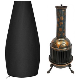 PATIO PLUS Large Chimenea Cover ,Outdoor Garden Patio Heater Cover 600D Oxford Fabric, Waterproof, Windproof, Anti-UV, 20/60x120cm Black
