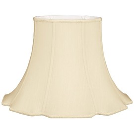 Royal Designs Scalloped Oval Bell Designer Lamp Shade, Beige, (9 x 7) x (18 x 14) x 12.5