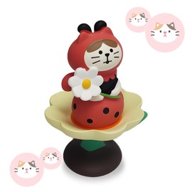 Cute Desk Accessories - Funny Ladybug Cat on Sunflower for Bookshelf, Desk Decoration, for Frog Lovers, Teenagers, Family