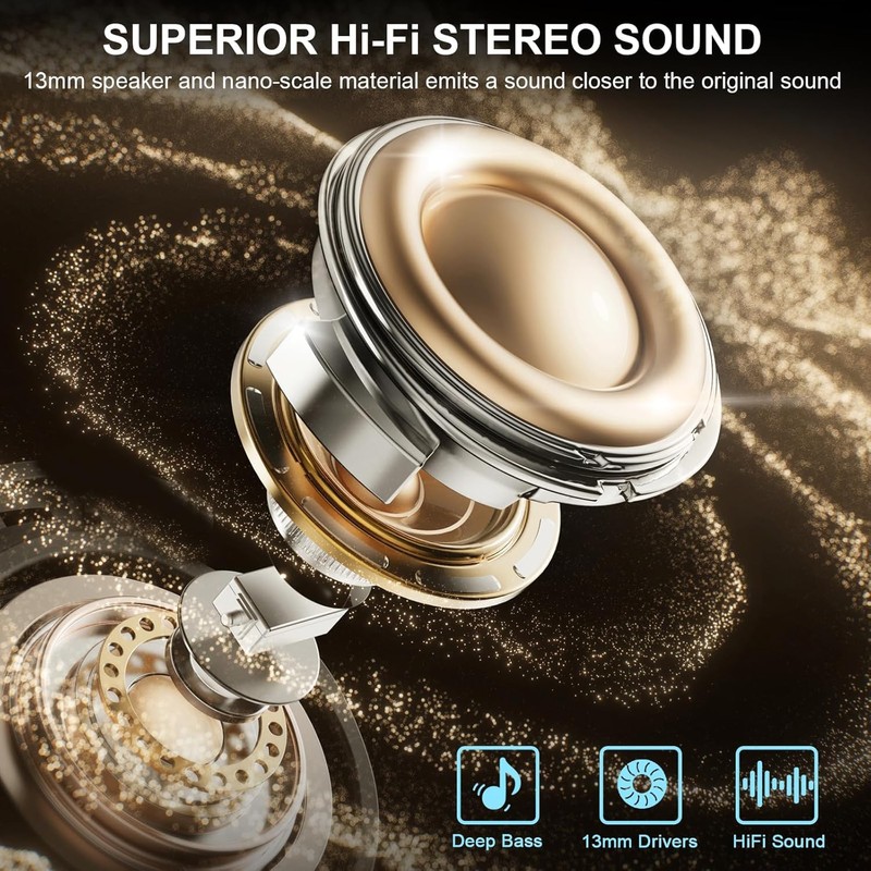 Wireless Earbuds, Bluetooth 5.4 Headphones Deep Bass Stereo, in-Ear Earphones