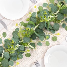 Betylifoy Artificial Eucalyptus Garlands, Faux Eucalyptus Leaves Vines 2Pcs Artificial Plants Eucalyptus Greenery Garland for Wedding Backdrop Arch Party Table Decorations, 180cm