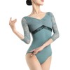 flexdans Women's Ballet Clothing 3/4 Sleeveless Ballet Leotard Dance Bodysuit
