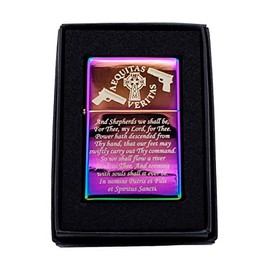 GIFTS INFINITY Boondock Saints Prayer Windproof Refillable Oil Lighter with Matte Black Finish and Veritas Aequitas Design (RB-1) - Christmas, Halloween & Valentines Day Gift