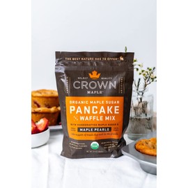 Crown Maple Organic Maple Sugar Pancake and Waffle Mix, 16oz, with Handcrafted Maple Sugar and Small-Batch Maple Pearls (Pack of 6)