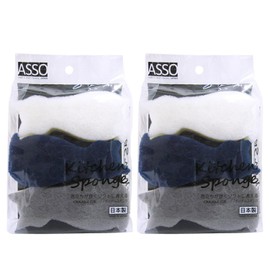 Wise CARAful AS-001 Antibacterial Soft Kitchen Sponges, Cats, Set of 3, Set of 2, Made in Japan, Scratch Resistant, Standable, Stylish, Cute, Nylon, Non-woven Fabric