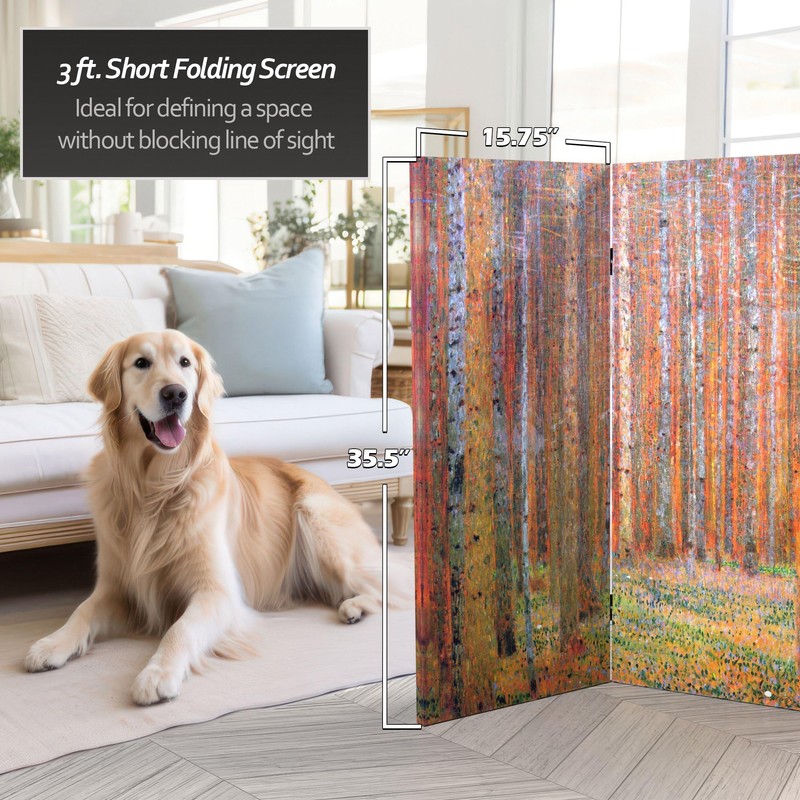 Red Lantern Double Sided Works of Klimt Room Divider -