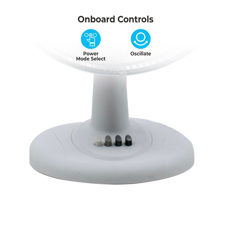 Comfort Zone Oscillating Table Fan with Adjustable Tilt, Convenient Push
