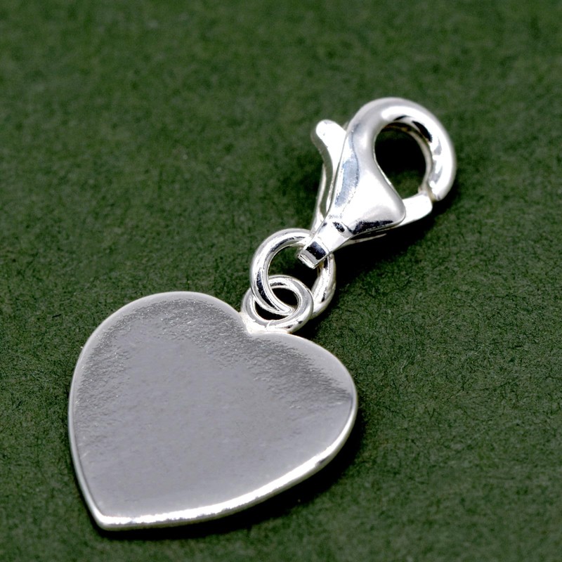 Kualitas Genuine 925 Sterling Silver Flat Heart Charm With Claw