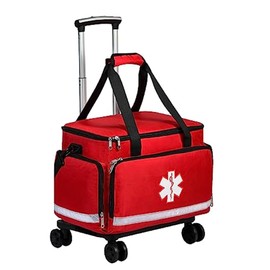 Medical Rolling Bag - Wheeled Trolley Duffel for Nurses, EMT, CNA, RN & Doctors - Empty First Aid Responder Bag