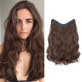 HSAJS Clip in Extensions Echthaar Haarverlängerung Lockige Perücke Nahtlos Haarextension Synthetik Hair Unsichtbarem Haarteile für Damen Mädchen 45cm