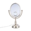 JERDON LED Lighted Tabletop Nickel Finish Makeup Mirror – 10X-1X