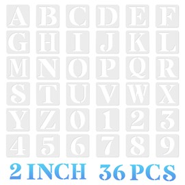 36PCS 2inch Leteer Stencils for Crafts, Reusable Plastic Alphabet Stencils for Painting on Wood Wall Rock Chalkboard Sinage DIY Craft Decoration