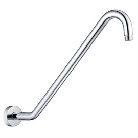 Shower Head Extension Arm with Flange，17 Inch Uvish Stainless Steel S Shaped Shower Head Riser Pipe, High Rise Extra Long Goose Neck Shower Extender Arm, Standard 1/2" Connection, Chrome