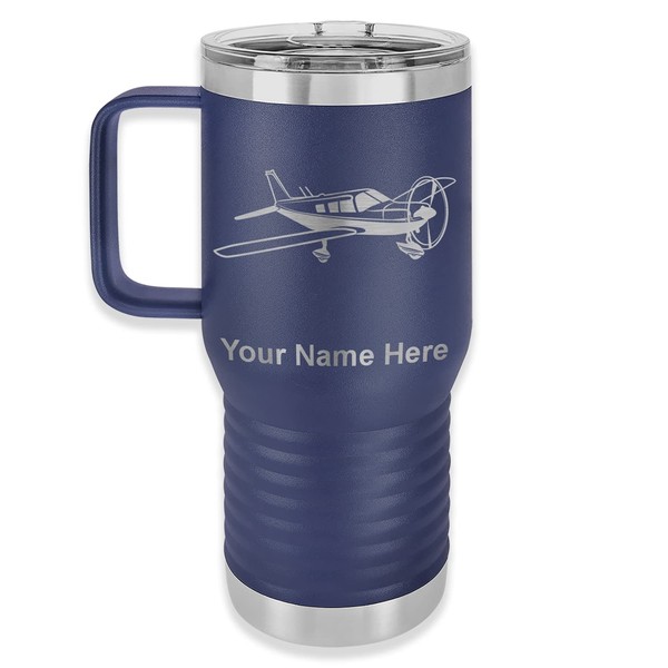 LaserGram 20oz Vacuum Insulated Travel Mug with Handle, Low Wing