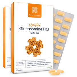 Healthspan Optiflex Glucosamine HCI 1,325mg with Vitamin C (8 Months' Supply) | Shellfish Free Vegan Tablets for Joint Health | 40% More glucosamine Than Glucosamine Sulphate | Added Vitamin C