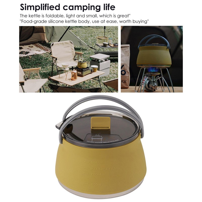 Outdoor Camping Kettle Portable Folding Silicone Kettle Tea Pot Coffee