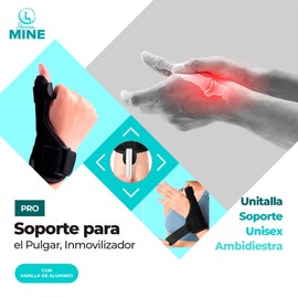 SEVEN MINE Soporte para el Pulgar [Unitalla, Ambidiestra] con Varilla de Aluminio | Férula Ajustable para Pulgar y Muñeca, Hombres y Mujeres | Ligero, Transpirable para Hombres y Mujeres