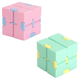 GEARMAX Pack of 2 Infinity Cubes, Infinity Cube Anti-Stress Toy, Magic Blocks Cube Decompression Toy, Infinity Flip Cube for Killing Time, for Adults and Children