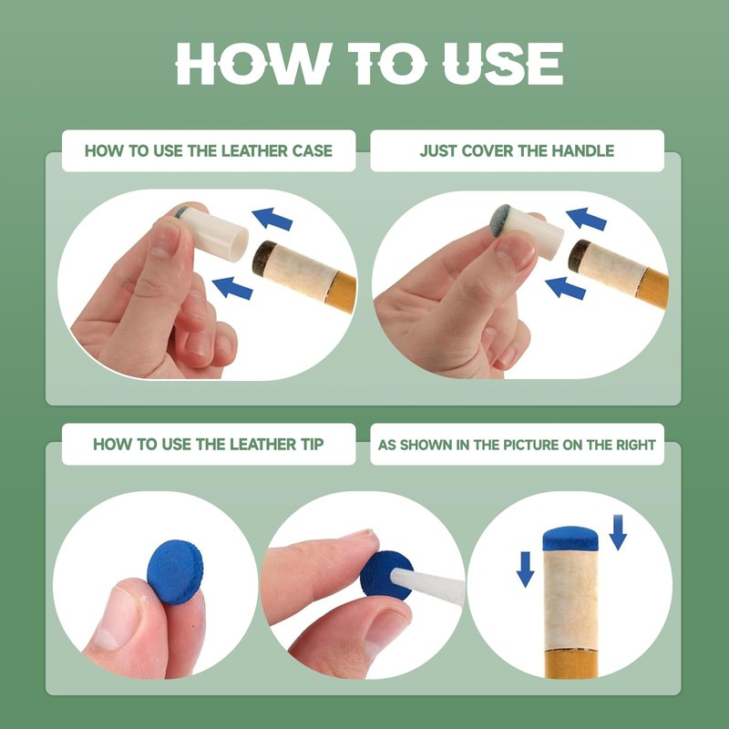 Pool Cue Tips Replacement Kit 20 Pack Durable Hard Leather