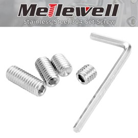 #6-32 x 1/8" Hex Allen Head Socket Set Screws Grub Screw Bolts, 304 Stainless Steel Internal Hex Drive Cup-Point Screws with Hex Wrenches, 50 PCS