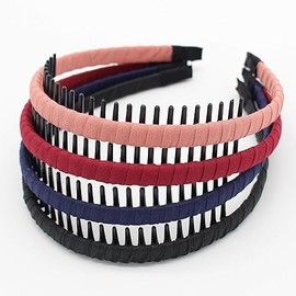4 color Fashion headbands for women Girls Fabric Hairband with Tooth comb Hair Accessories Non-slip Hair Hoop Comfy headwear.